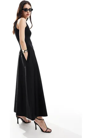 & OTHER STORIES & sleeveless maxi dress with volume hem in mixed jersey and woven fabric