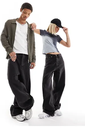 Weekday Unisex Astro loose fit wide leg jeans in tuned