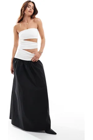 4th & Reckless Bandeau cut out dropped waist maxi dress in monochrome