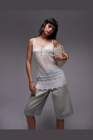 Topshop Dobby lace cami top in