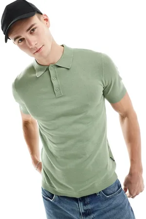 Only & Sons Knitted polo in sage