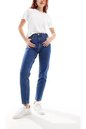 Stradivarius Slim mom jean with stretch in indigo