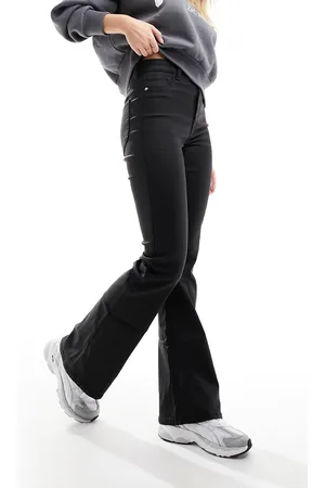 River Island High rise coated flare jeans in