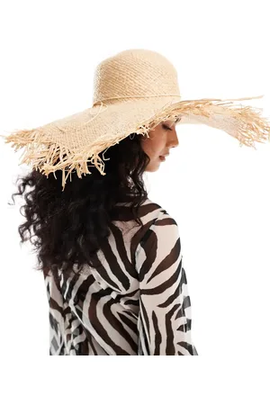 Accessorize Raw edge wide brim hat in natural
