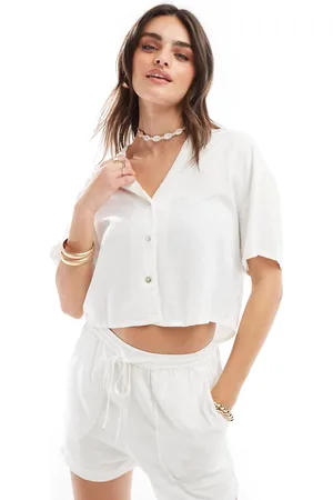 Pull&Bear Short sleeve linen shirt co-ord in