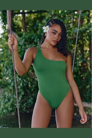 4th & Reckless X Loz Vassallo rica one shoulder crinkle high leg swimsuit in