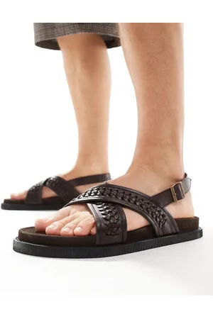 WALK LONDON Shore Weave Backstrap Sandals In Leather