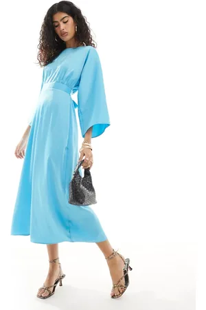 Closet A-line kimono midi dress in aqua