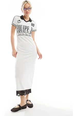 COLLUSION Football collar short sleeved maxi dress in