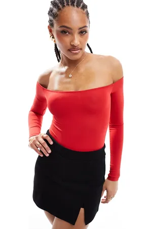 Pull&Bear Polyamide bardot long sleeve body in