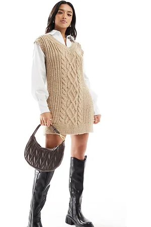 River Island Hybrid jumper dress in beige