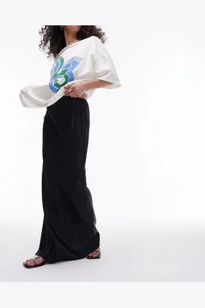 Topshop Satin maxi bias skirt in