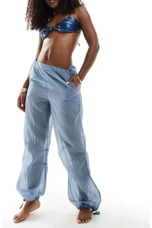 Aria Cove Sheer beach trousers with adjustable sides co-ord in slate