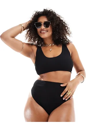 ASOS Curve Amy mix and match crinkle skinny scoop crop bikini top in