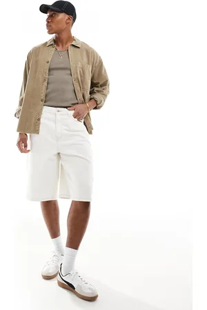 Bershka Baggy denim short in ecru