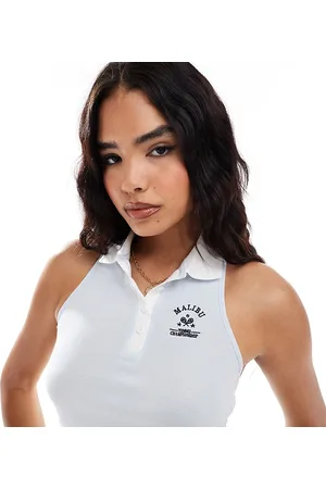 Miss Selfridge Backless racer polo top in