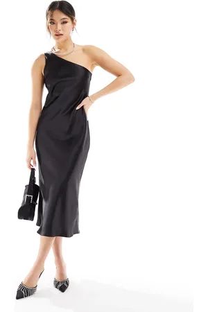 In The Style Satin one shoulder midi dress in