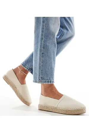 Truffle Collection Wide fit stud detail espadrille in beige