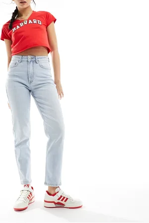 Stradivarius Slim mom jean with stretch in light wash
