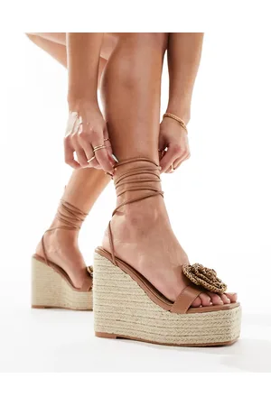 Public Desire Mariella heeled espadrille with crochet rosette in natural