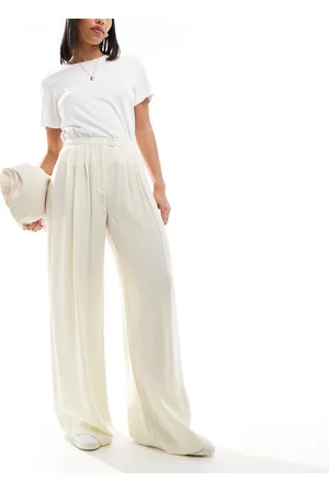 Stradivarius Fluid pleat front trouser in buttermilk