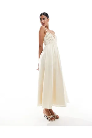 Forever New Ruched bust midi dress in butter bean