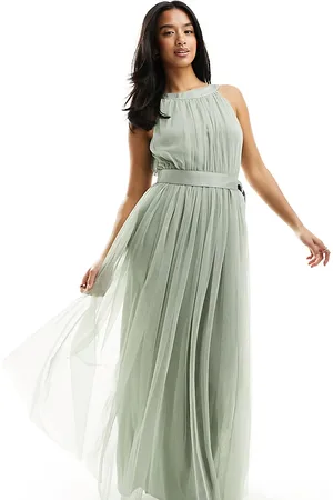 ANAYA Bridesmaids halter neck maxi dress in sage