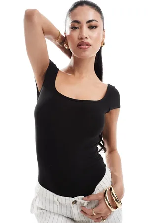 Fashionkilla Super-soft cap sleeve square neck bodysuit in