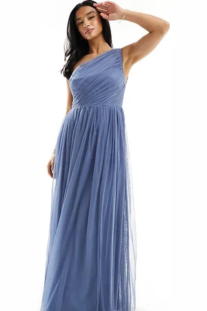 ANAYA Bridesmaid tulle one shoulder maxi dress in
