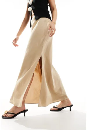 & OTHER STORIES & linen blend maxi skirt in beige