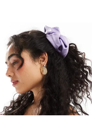 DesignB London Maxi satin hair scrunchie in lilac