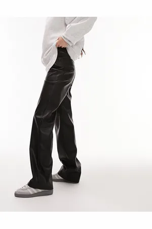 Topshop Faux leather straight leg trouser in
