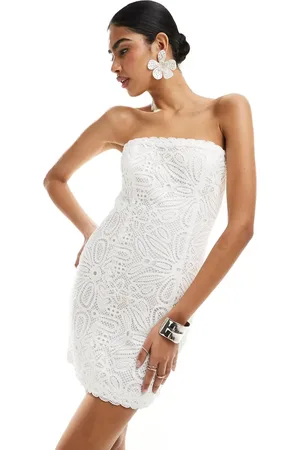 4th & Reckless Broderie lace detail bandeau mini dress in