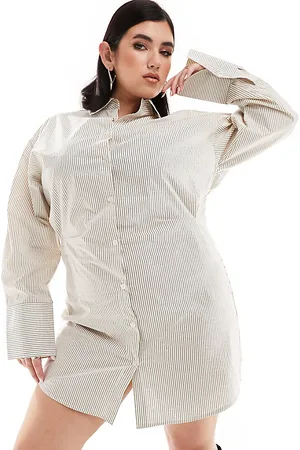 In The Style Cinched waist mini shirt dress in pinstripe