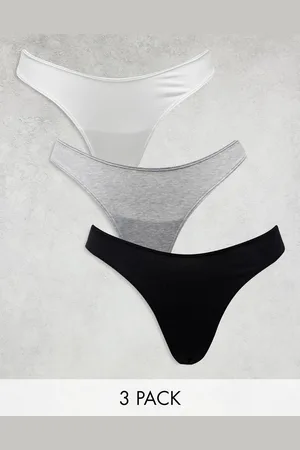 Lindex Nellie 3 pack cotton v front thong in