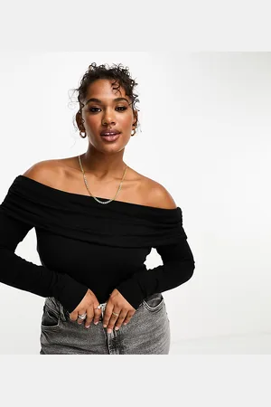 ASOS ASOS DESIGN Curve cotton modal clean fold over bardot bodysuit in
