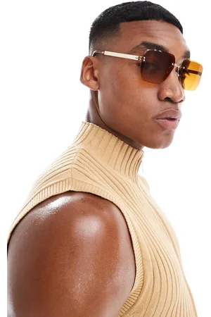 ASOS Rimless retro sunglasses with amber gradient lens in