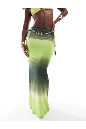 Aria Cove Chiffon maxi tie side beach skirt co-ord in ombre