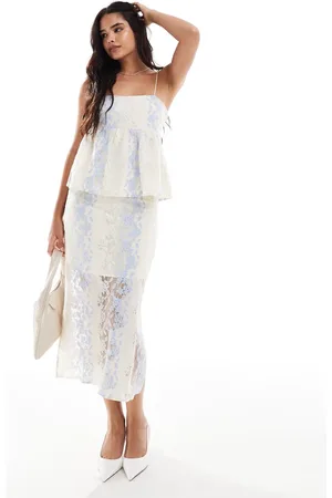 Object Lace midi skirt co-ord in cream
