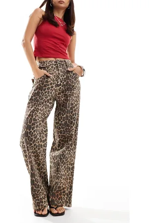 Never Fully Dressed Scallop detail jeans in leopard print