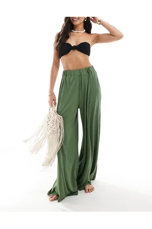 ASOS Jersey palazzo beach trouser in khaki