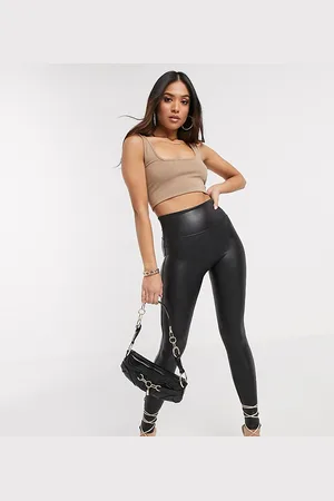 Spanx Petite leather look legging with contoured power waistband in