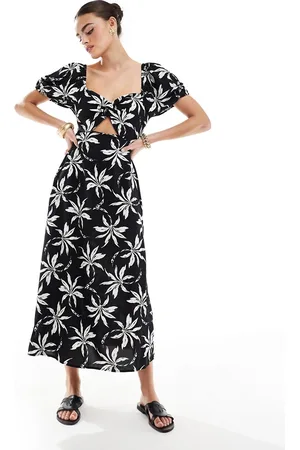New Look Palm twist midi dress in