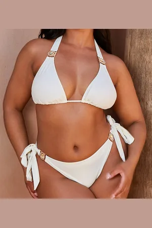Moda Minx Curve X Bernadette Afia Amour tie side bikini bottom in coconut