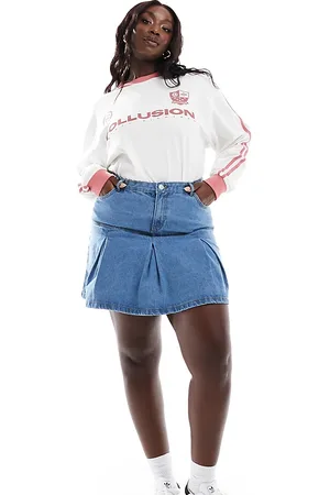In The Style Pleated denim mini skirt in