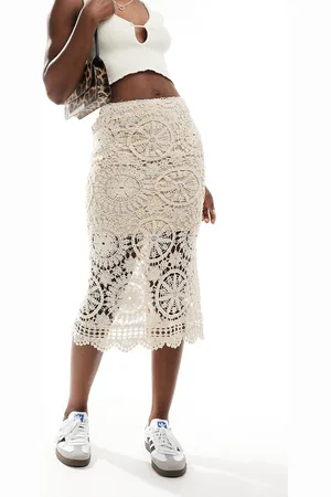Object Crochet midi skirt in cream