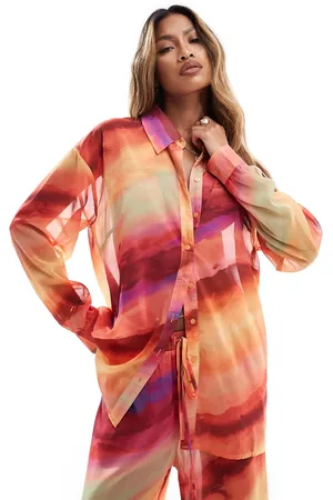 In The Style X Perrie Sian exclusive oversized beach shirt co-ord in ombre