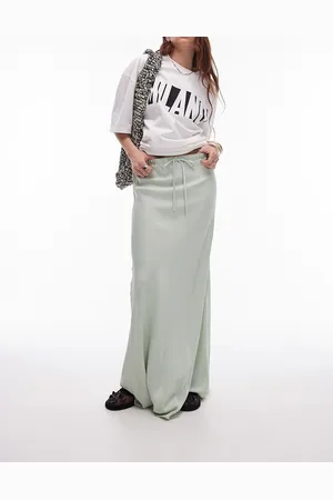 Topshop Satin bias maxi skirt in icy