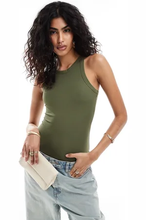 Spanx Ribbed racerback bodysuit in dark