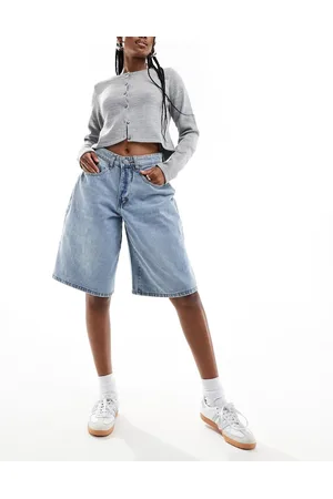 Liquor N Poker Denim jorts in mid wash
